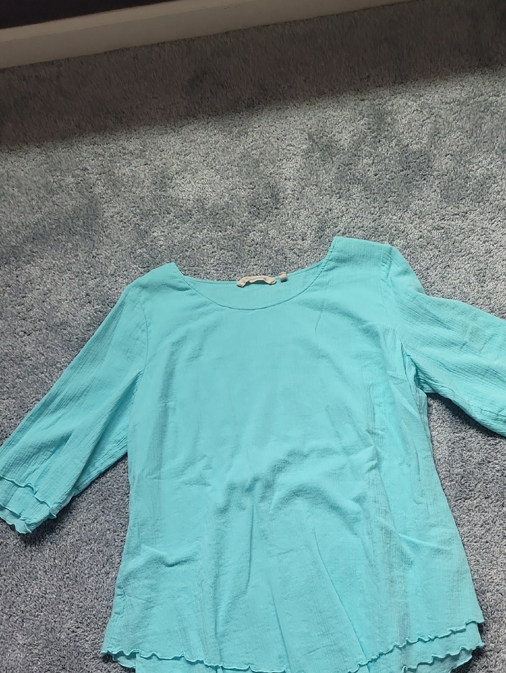 Soft Surroundings Aqua Scoop Neck Blouse